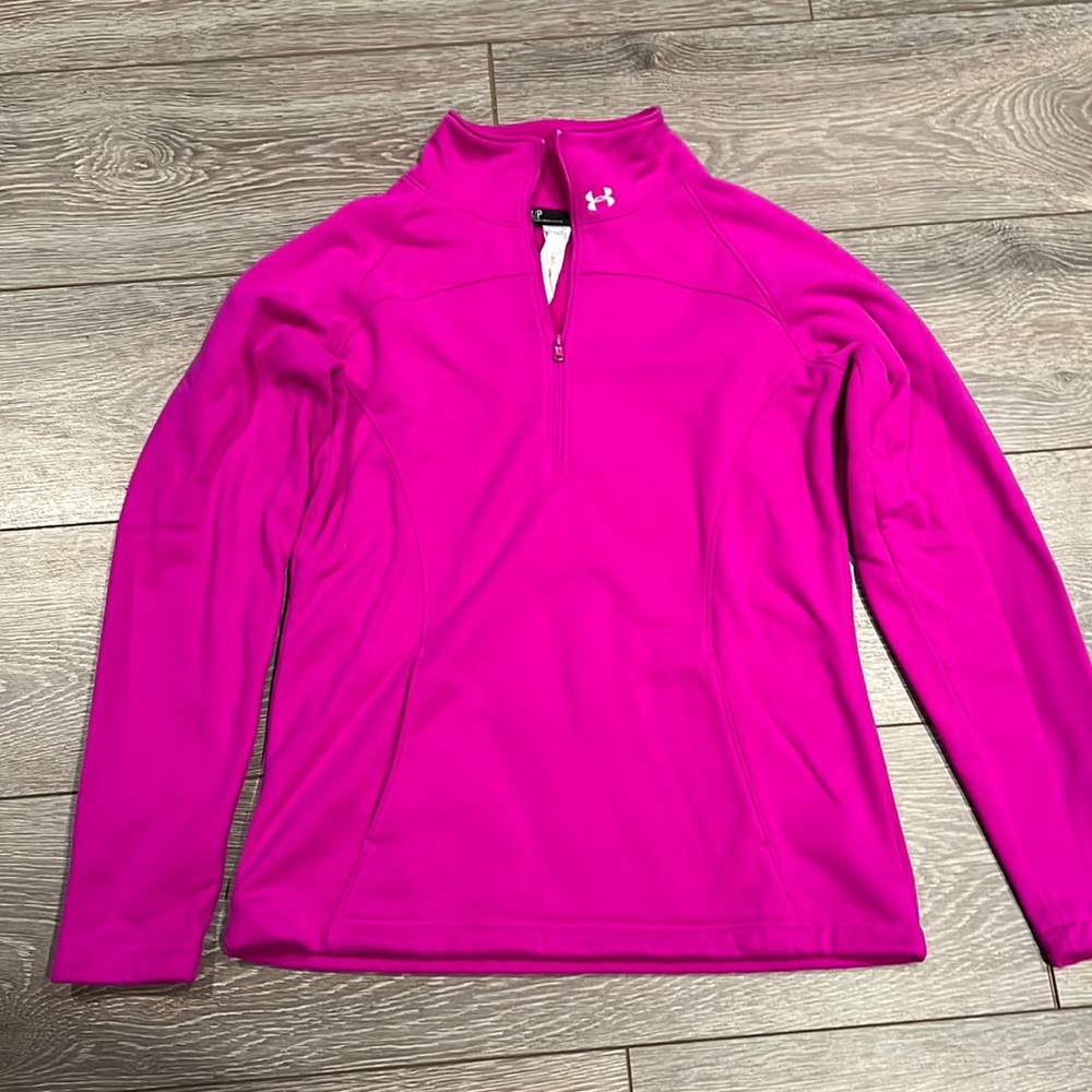 Under Armour 1/4 Zip Sweatshirt, Purple/Pink, Size Small